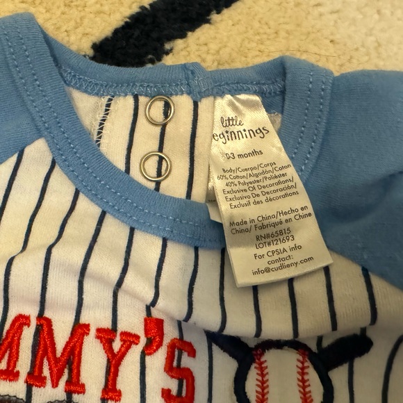 Baseball baby boy onesie bundle! From Carters + Little Beginnings - Picture 3 of 4